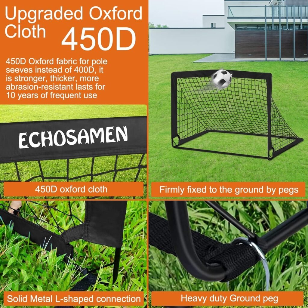 Kids Soccer Goals for Backyard Set, Portable Soccer Training Equipment, Foldable Pop Up Soccer Net with 10 Soccer Cones, Agility Ladder  Carry Bag, 2 of 4 x 3 for 1-15 Years Kid  Youth Ideal Gift