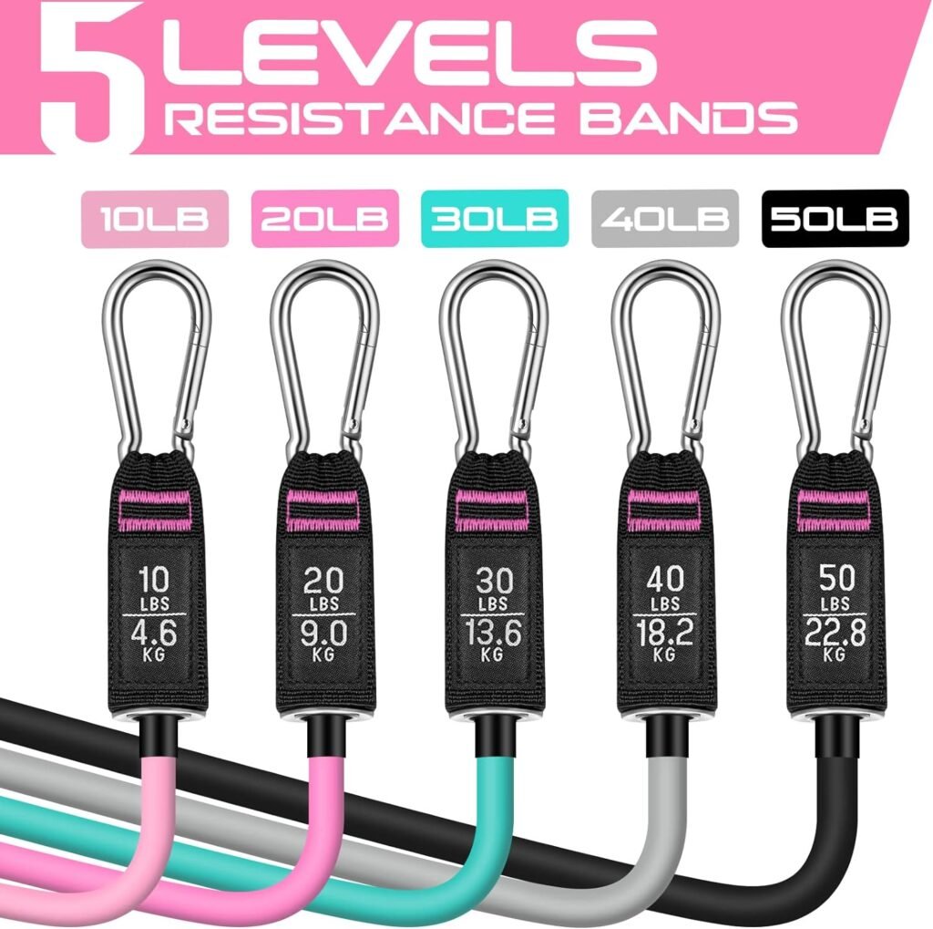 RENRANRING Resistance Bands for Working Out, 150LBS Exercise Bands, Workout Bands, Resistance Bands Set with Handles for Men Women, Legs Ankle Straps for Muscle Training, Shape Body, Physical Therapy