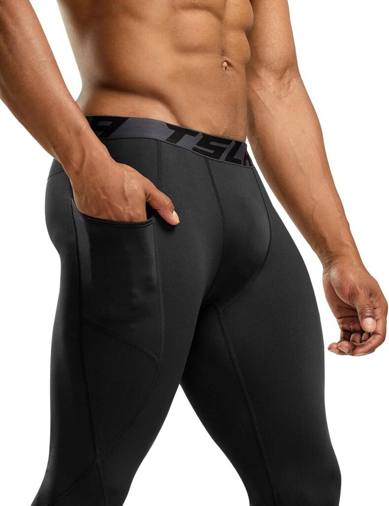 TSLA 1 or 2 Pack Mens Thermal Compression Pants, Athletic Sports Leggings  Running Tights, Wintergear Base Layer Bottoms