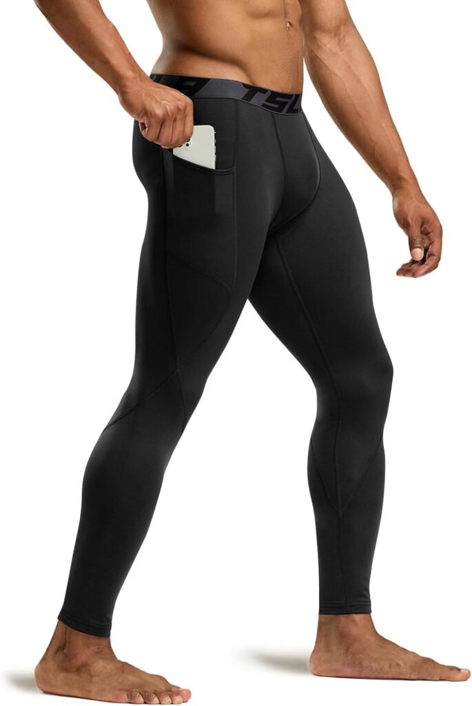 TSLA 1 or 2 Pack Mens Thermal Compression Pants, Athletic Sports Leggings  Running Tights, Wintergear Base Layer Bottoms