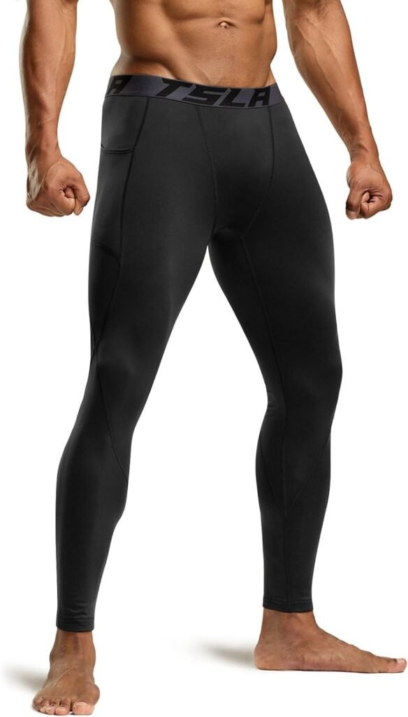 TSLA 1 or 2 Pack Mens Thermal Compression Pants, Athletic Sports Leggings  Running Tights, Wintergear Base Layer Bottoms