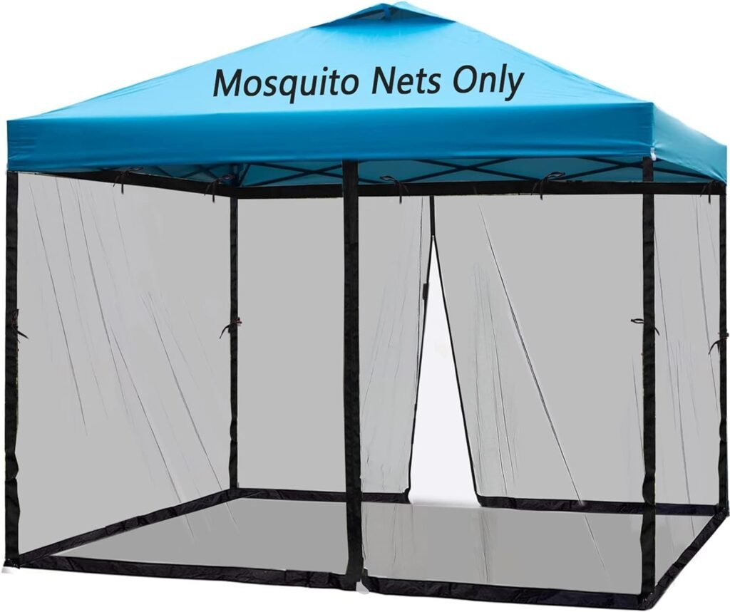 10x10 Mosquito Netting for Patio Camping Gazebo/Pop Up Canopy Tent,Double Door Side Screen Easy Installation Black（Only Mosquito Net No Frame） (Embedded 10x10)