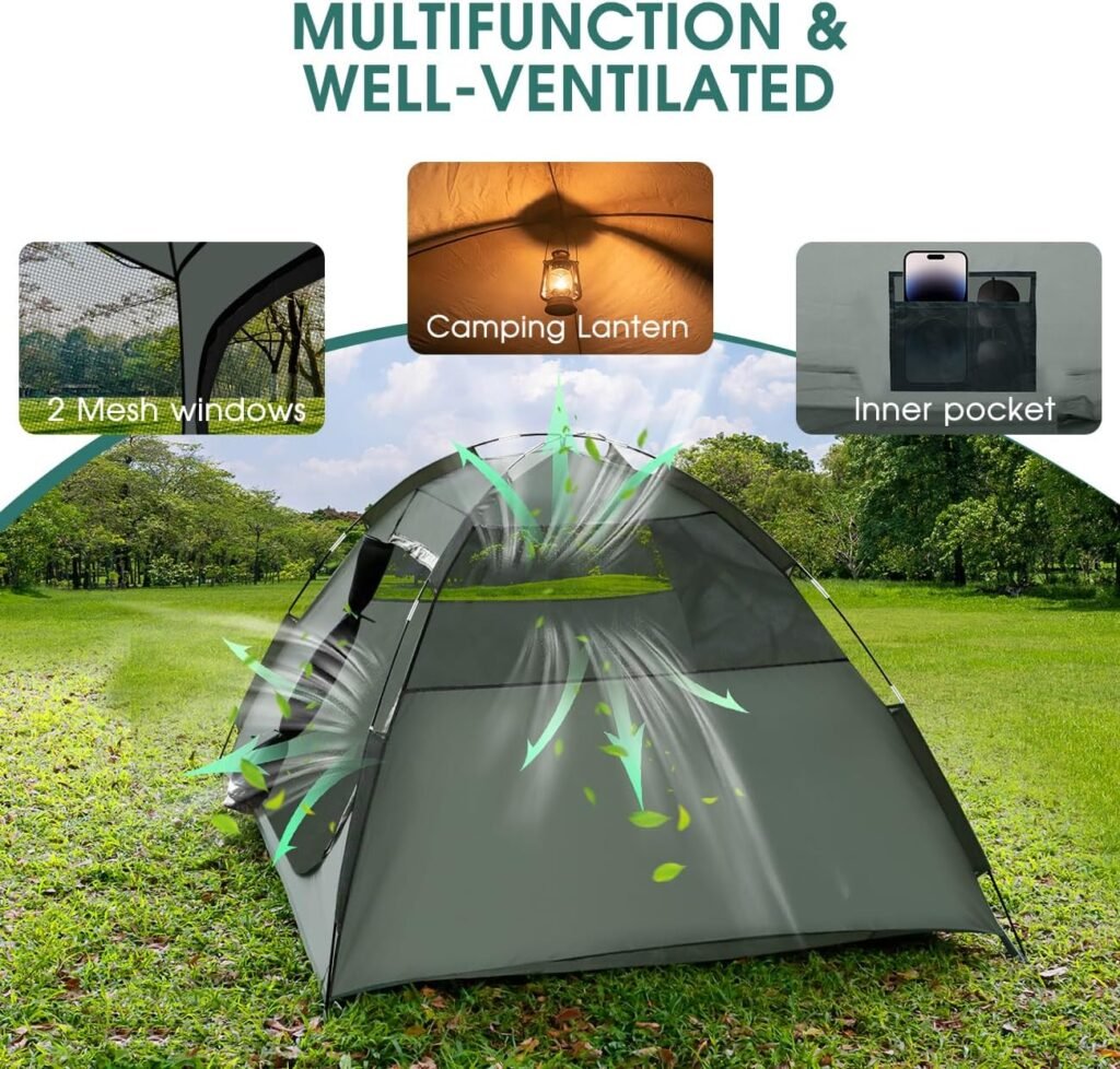 2-3 Person Camping Tent, Tents for Camping with Removable Rainfly, Family Dome Easy Set Up Tent, Lightweight Tent for Camping, Traveling, Hiking, Outdoor