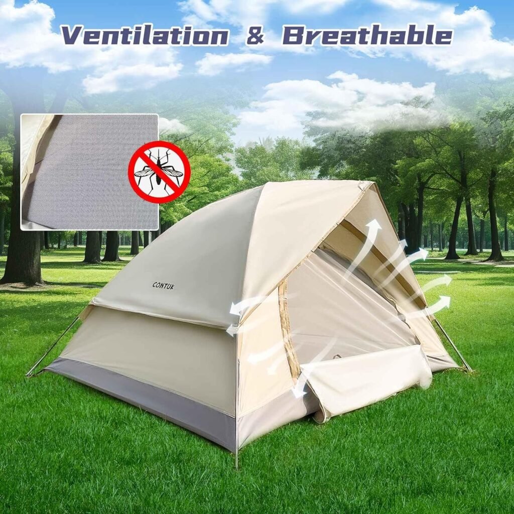 2-3 Person Camping Tent with Removable Rainfly, Lightweight Dome Tent for Traveling, Hiking, Fishing, Picnic and Backyard Camping, Double Layer, Easy Setup