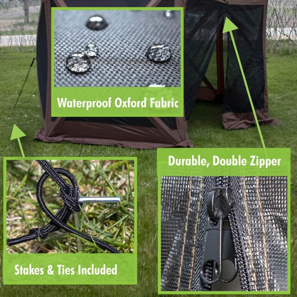 BACKYARD EXPRESSIONS PATIO · HOME · GARDEN 905443-NW Backyard Expressions 12 x 12 Pop Up 6 Sided Portable Hub Gazebo Screen Canopy Tent with Ground Stakes  Carry Bag, Brown