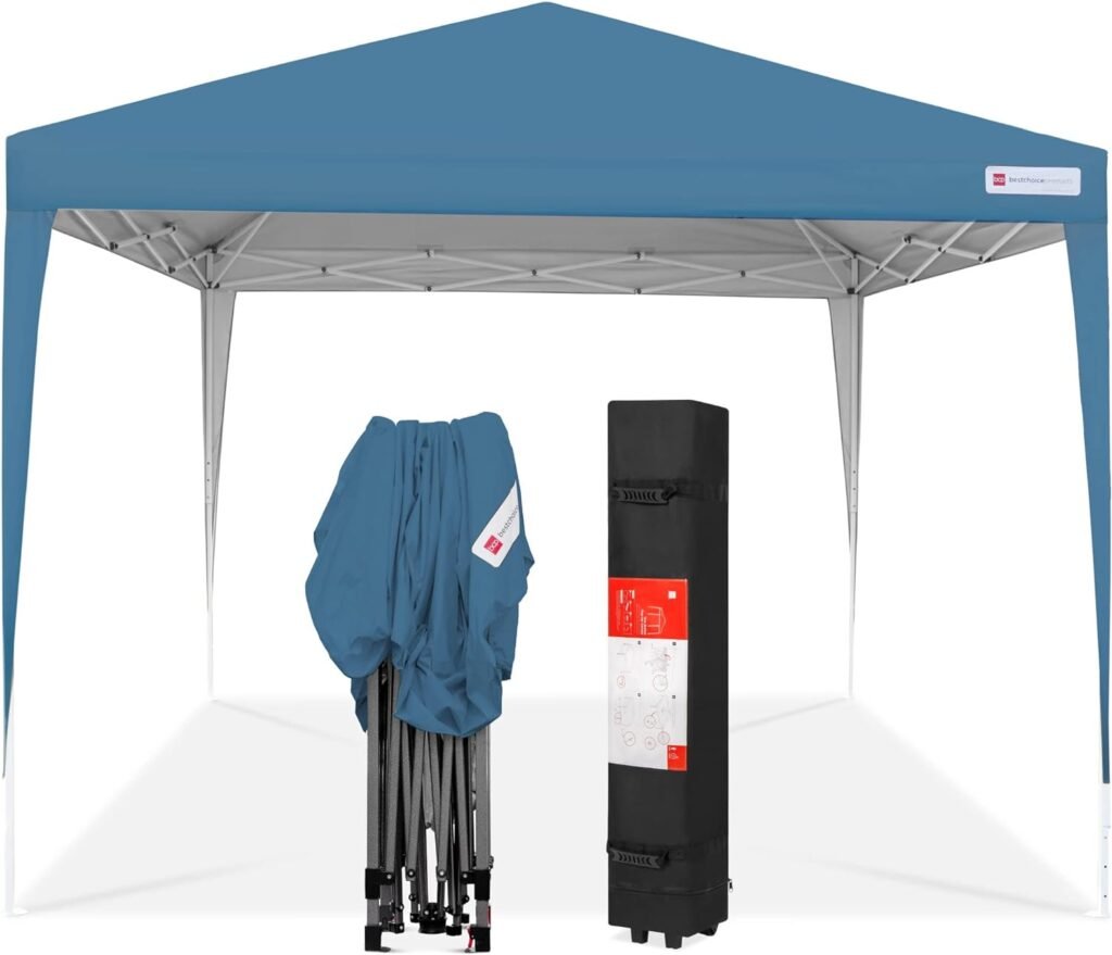 Best Choice Products 10x10ft Pop Up Canopy Outdoor Portable Folding Instant Lightweight Gazebo Shade Tent w/Adjustable Height, Wind Vent, Carrying Bag - Blue