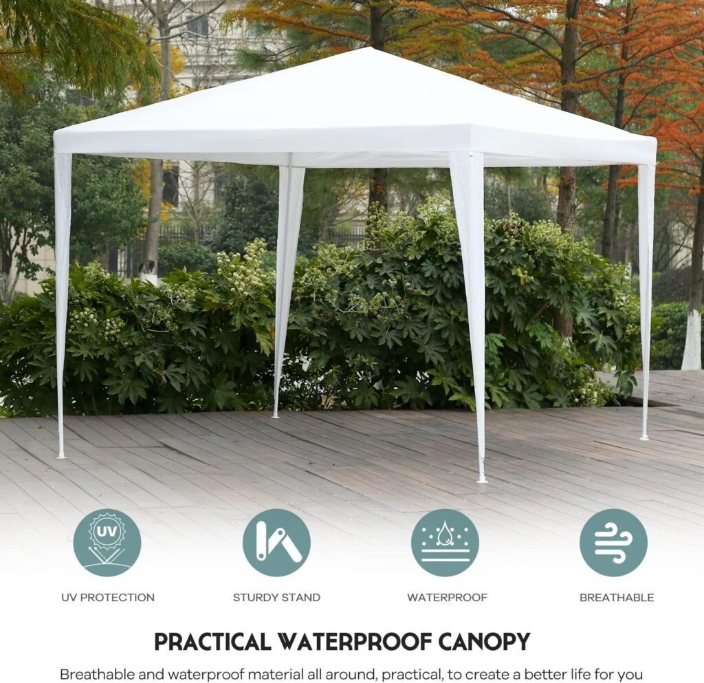 Canopy 10x10 Canopy Tent, Outdoor Gazebo Waterproof UV Protection,Canopy for Party Camping Wedding BBQ Events Shelter-White