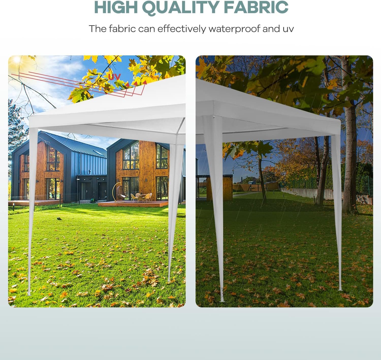 Canopy 10x10 Canopy Tent, Outdoor Gazebo Waterproof UV Protection,Canopy for Party Camping Wedding BBQ Events Shelter-White