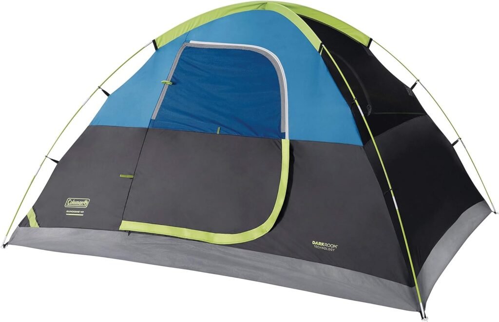 Coleman Dark Room Sundome Camping Tent, 4/6 Person Tent Blocks 90% of Sunlight and Keeps Inside Cool, Lightweight Tent for Camping Includes Rainfly, Carry Bag, and Easy Setup