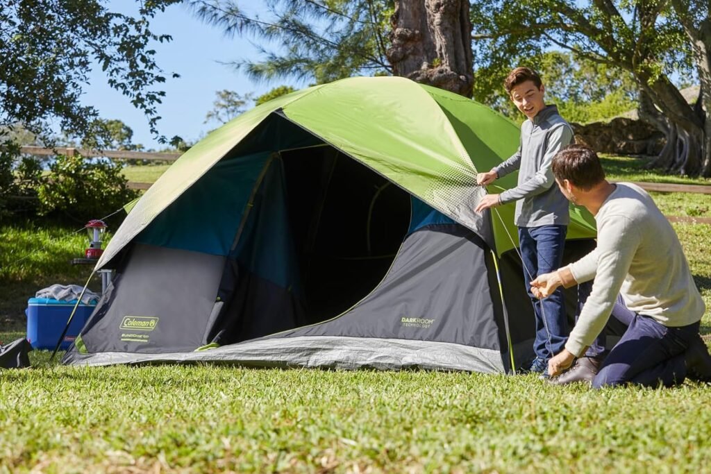 Coleman Dark Room Sundome Camping Tent, 4/6 Person Tent Blocks 90% of Sunlight and Keeps Inside Cool, Lightweight Tent for Camping Includes Rainfly, Carry Bag, and Easy Setup