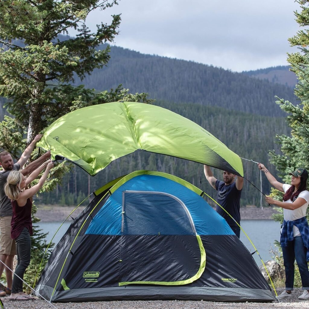 Coleman Dark Room Sundome Camping Tent, 4/6 Person Tent Blocks 90% of Sunlight and Keeps Inside Cool, Lightweight Tent for Camping Includes Rainfly, Carry Bag, and Easy Setup