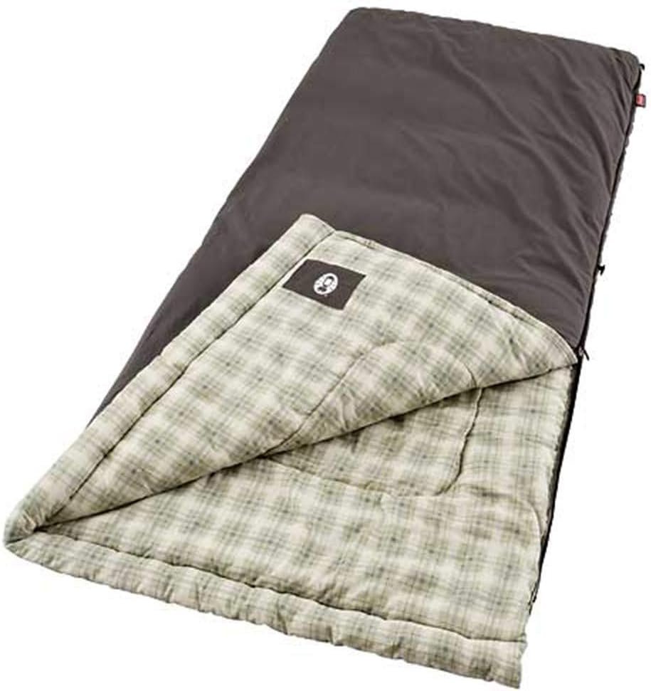 Coleman Heritage Big  Tall Cold-Weather Sleeping Bag, 10°F Camping Sleeping Bag for Adults, Comfortable  Warm Flannel Sleeping Bag for Camping and Outdoor Use, Fits Adults up to 6ft 7in Tall