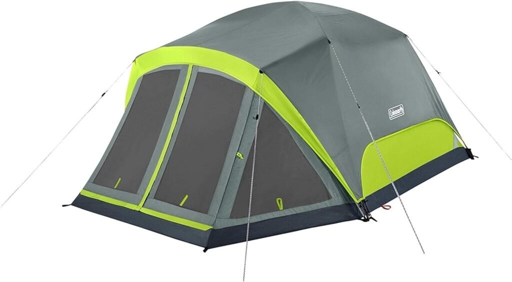 Coleman Skydome Camping Tent with Screen Room, Weatherproof 4/6/8 Person Tent with Screened-in Porch, Includes Rainfly, Carry Bag, Storage Pockets, and Sets Up in 5 Minutes