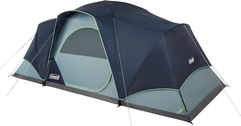 Coleman Skydome XL Family Camping Tent, 8/10/12 Person Dome Tent with 5 Minute Setup, Includes Rainfly, Carry Bag, Storage Pockets, Ventilation, and Weatherproof Liner, Blue Nights