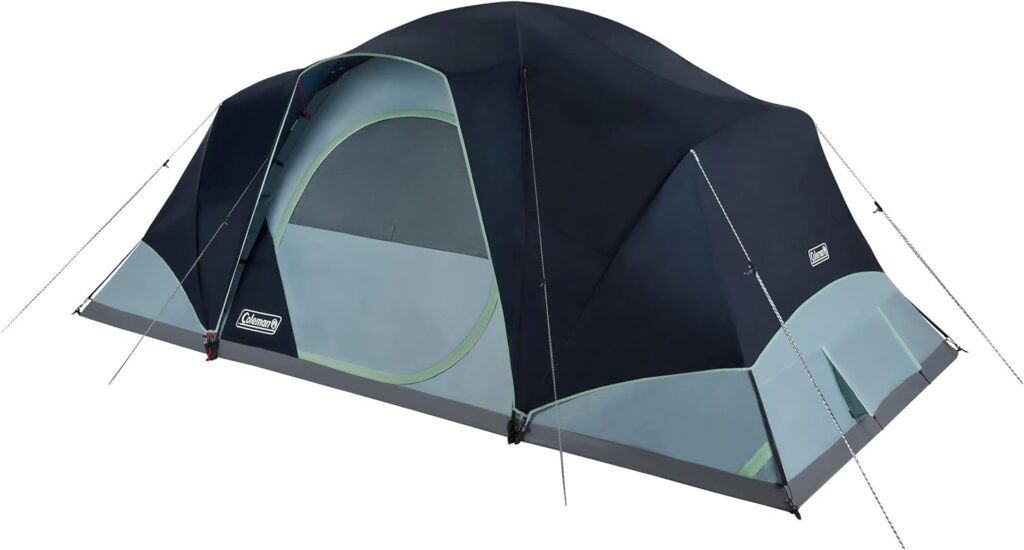 Coleman Skydome XL Family Camping Tent, 8/10/12 Person Dome Tent with 5 Minute Setup, Includes Rainfly, Carry Bag, Storage Pockets, Ventilation, and Weatherproof Liner, Blue Nights