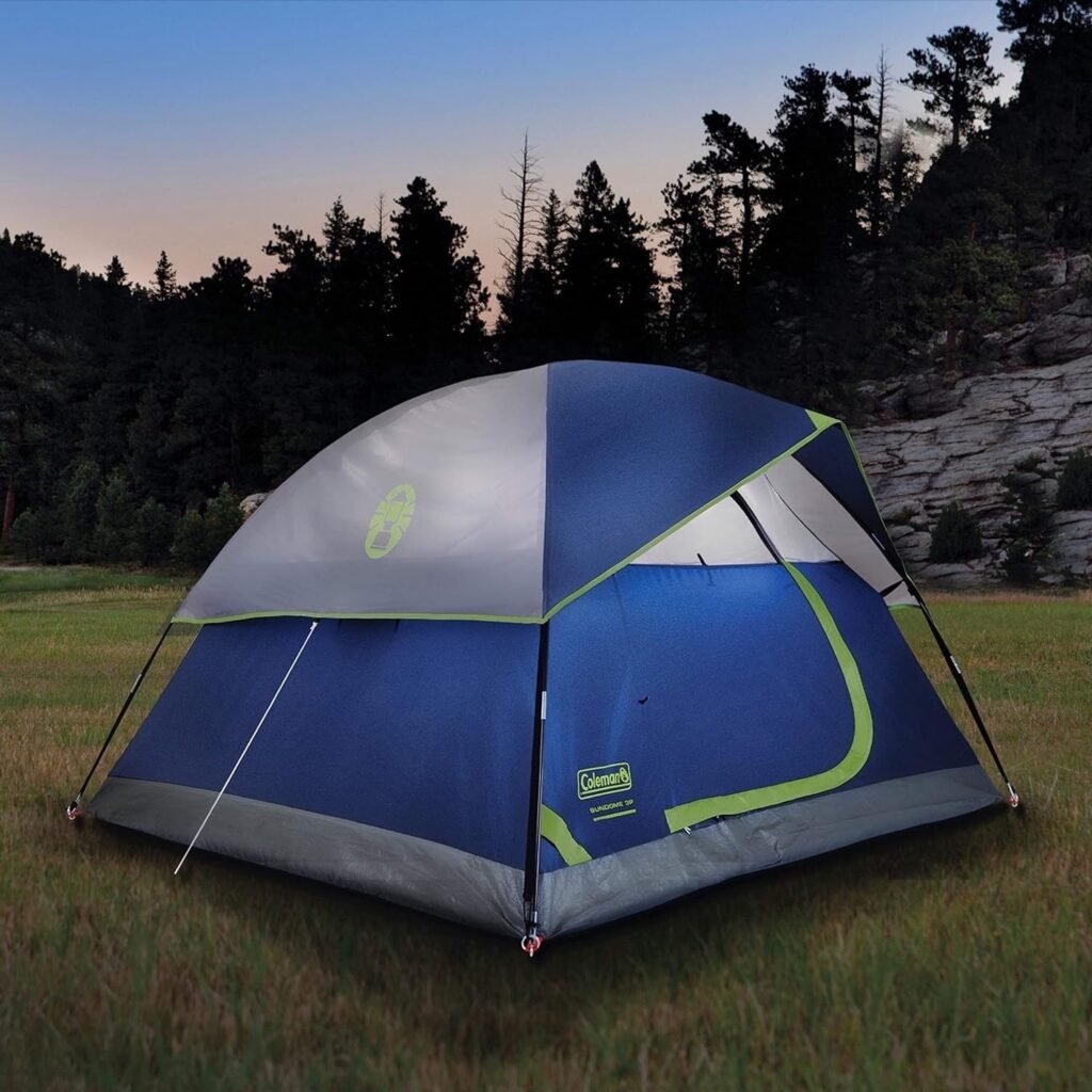 Coleman Sundome Camping Tent, 2/3/4/6 Person Dome Tent with Snag-Free Poles for Easy Setup in Under 10 Mins, Included Rainfly Blocks Wind  Rain, Tent for Camping, Festivals, Backyard, Sleepovers