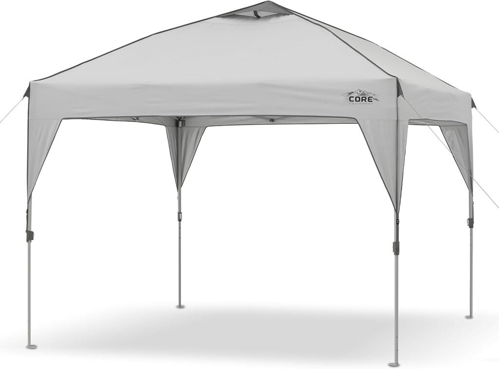 Core 10 x 10 Instant Shelter Pop-Up Canopy Tent with Wheeled Carry Bag, Grey