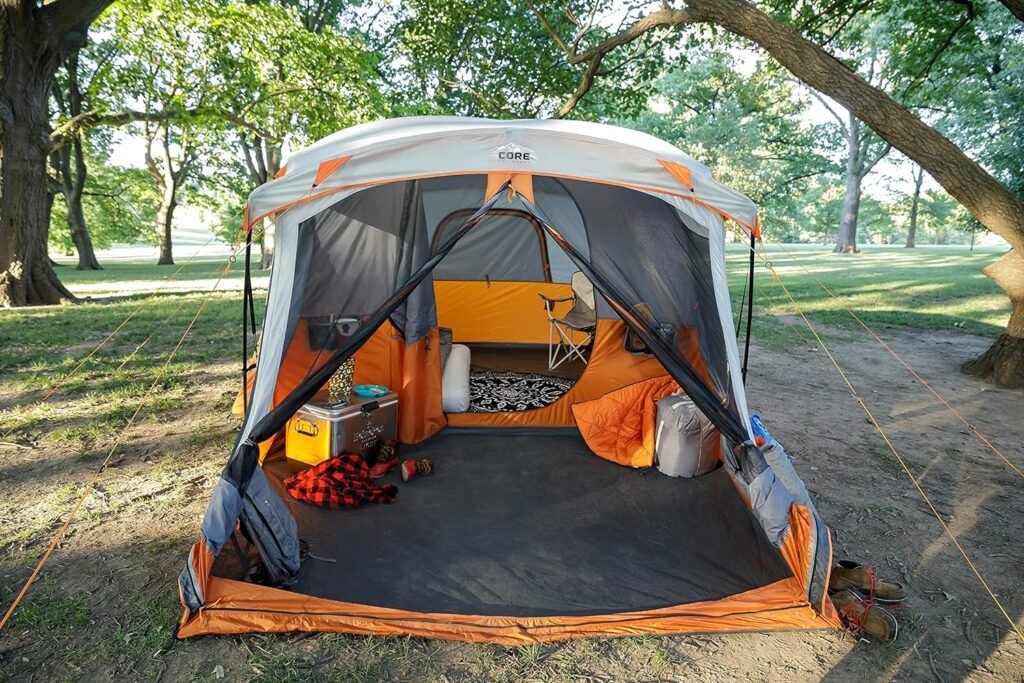 CORE 11 Person Family Cabin Tent with Screen Room | Large Multiple Room Tent with Storage Pockets for Camping Accessories | Portable Huge Tent with Carry Bag for Outdoor or Backyard Camping