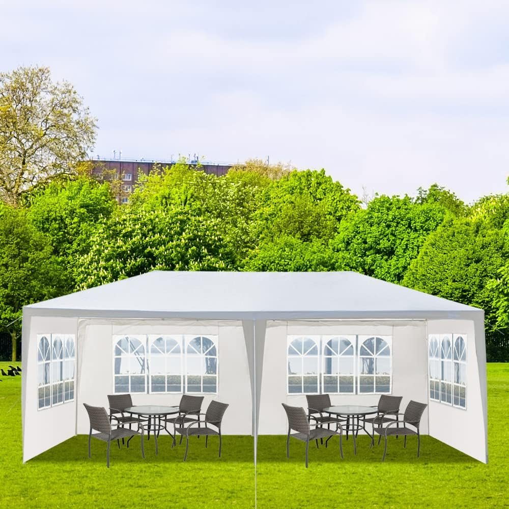 EDWINENE 10x20 Outdoor Party Tent,Canopy Tent with 4 Removable Sidewalls,Heavy Duty Tents for Parties Events,Waterproof Canopy Patio Wedding Gazebo (Old White)