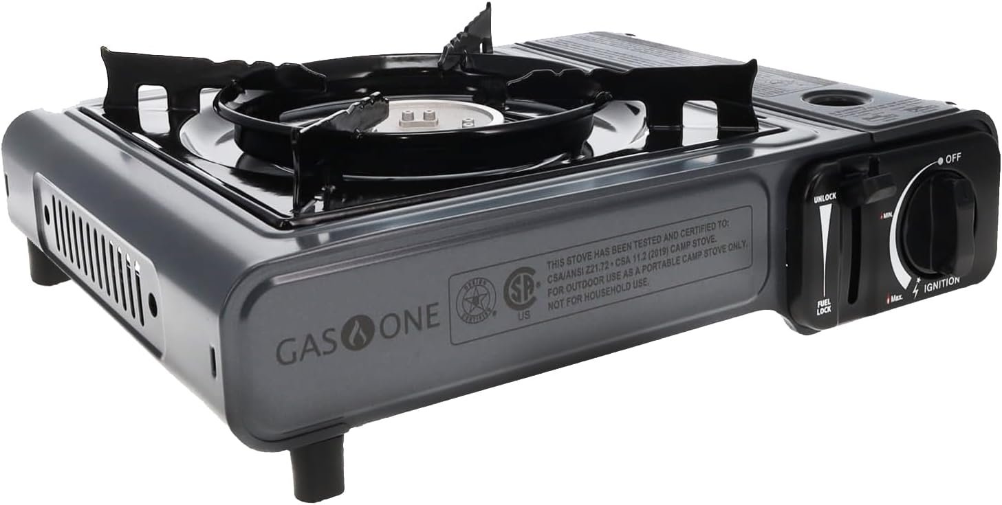 Gas ONE GS-1000 7,650 BTU Portable Butane Gas Stove Automatic Ignition with Carrying Case, CSA Listed