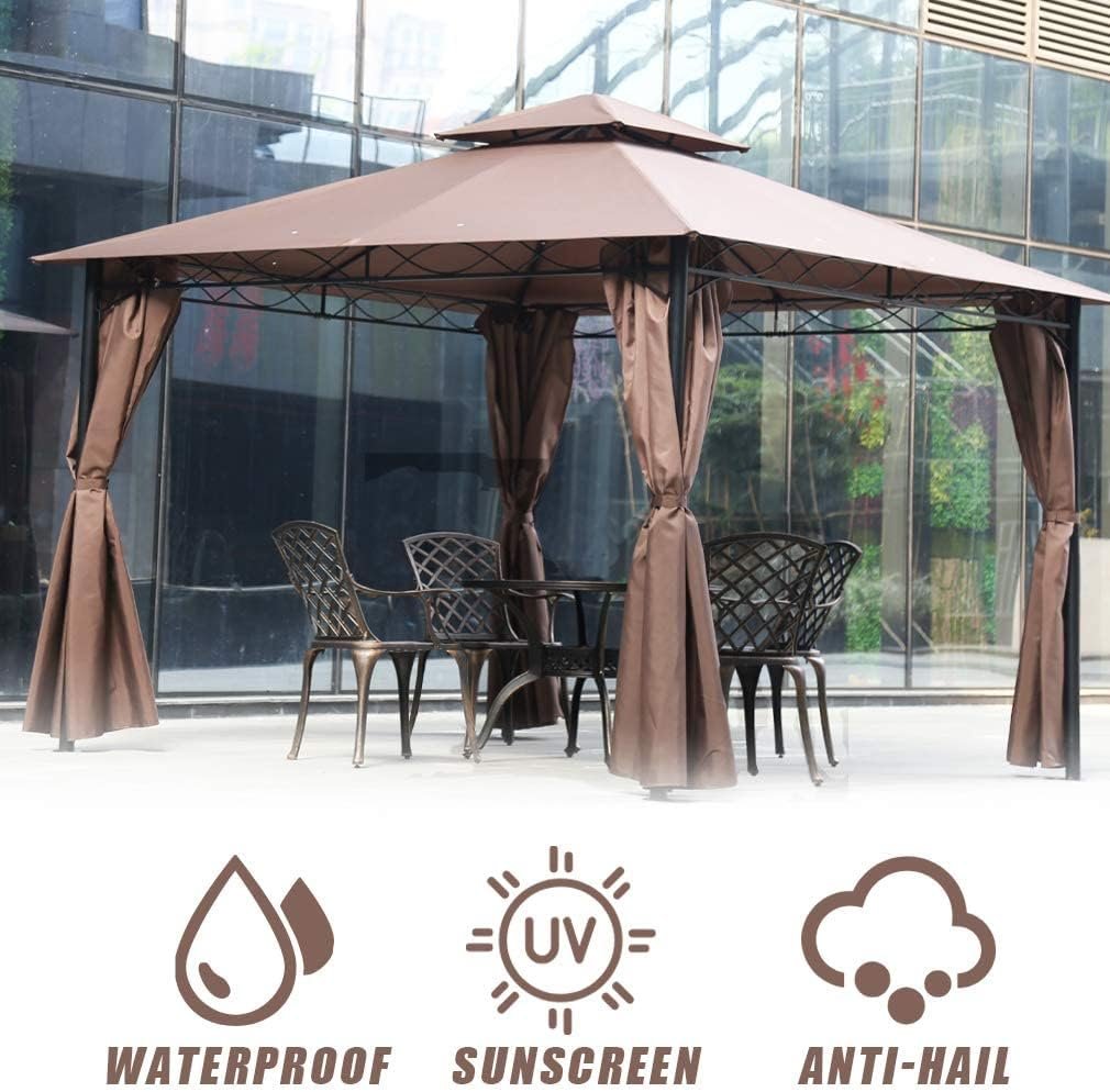 Gazebo Canopy Tent 10 X 10 BBQ Outdoor Patio Grill Gazebo for Patios Large Garden Top Gazebo with Sidewall Party Tent