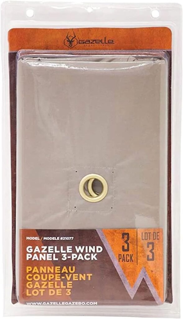 Gazelle GAZL-GA104 Waterproof Gazebo Tent Three Wind Screen Panel in Desert Brown, (Tent Not Included)