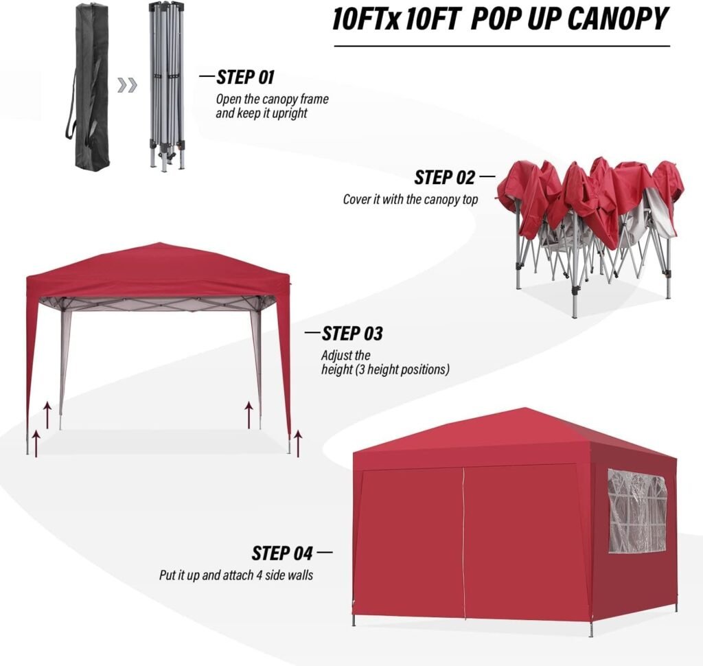 GDY 10x10ft Pop-up Paint Tent, Canopy Tent, Instant Shelter Portable Outdoor Canopies with 4 Removable Side Walls, Blue.