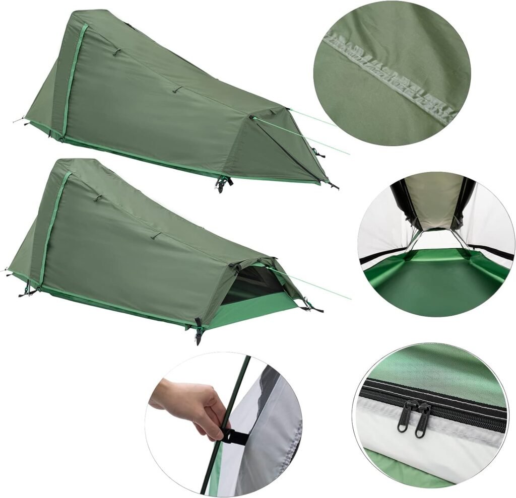 GEERTOP Ultralight Bivy Tent for 1 Person 3 Season Waterproof Single Person Backpacking Tent for Camping Hiking Backpack Travel Outdoor Survival Gear