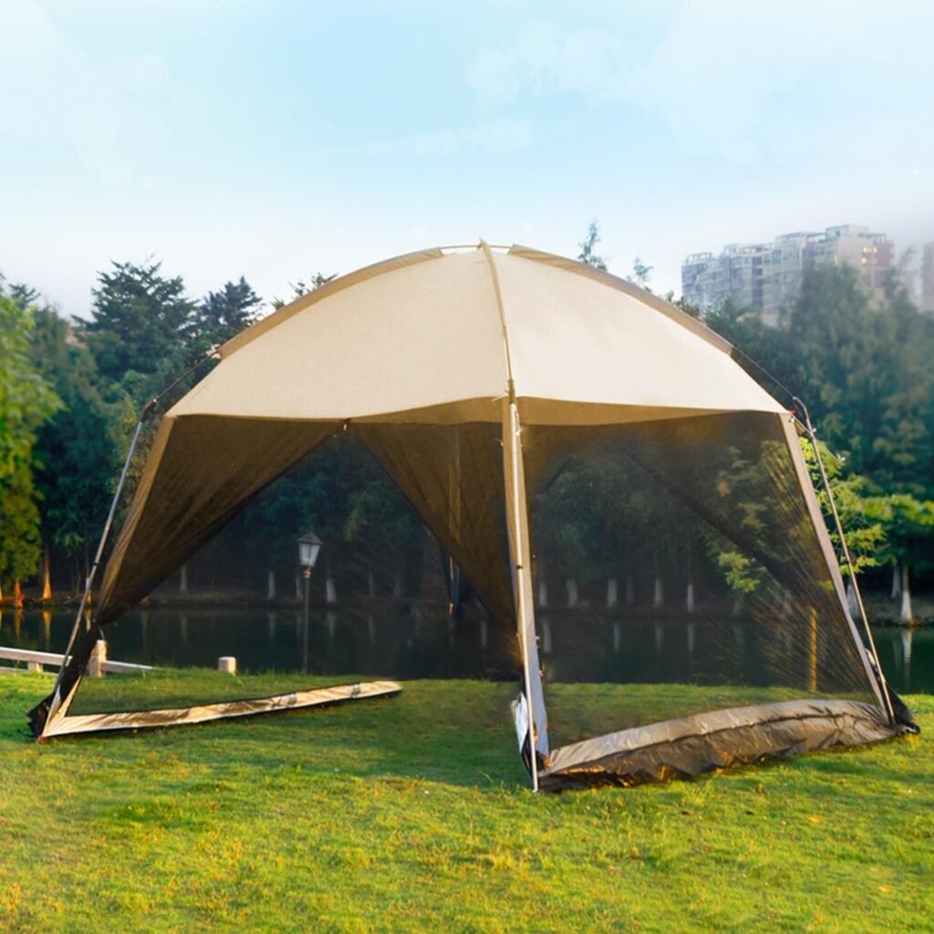 GVDV Screen House Tent 11x11 Ft Mesh Net, Outdoor Camping Screen Room Sun Shade Gazebo Shelter Included Carry Bag, Easy Setup  Waterproof, Perfect for Family Picnic, Backyards, BBQ and Party