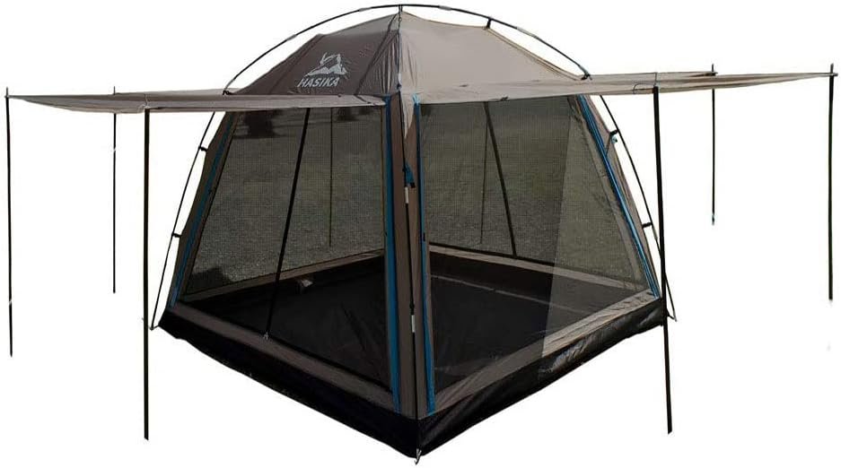 Hasika Screen Camping Tent with Floor 4 Season 8x8ft Large Mesh Room Shelter Canopy for Outdoors Gazebo Outside Poles Excluded