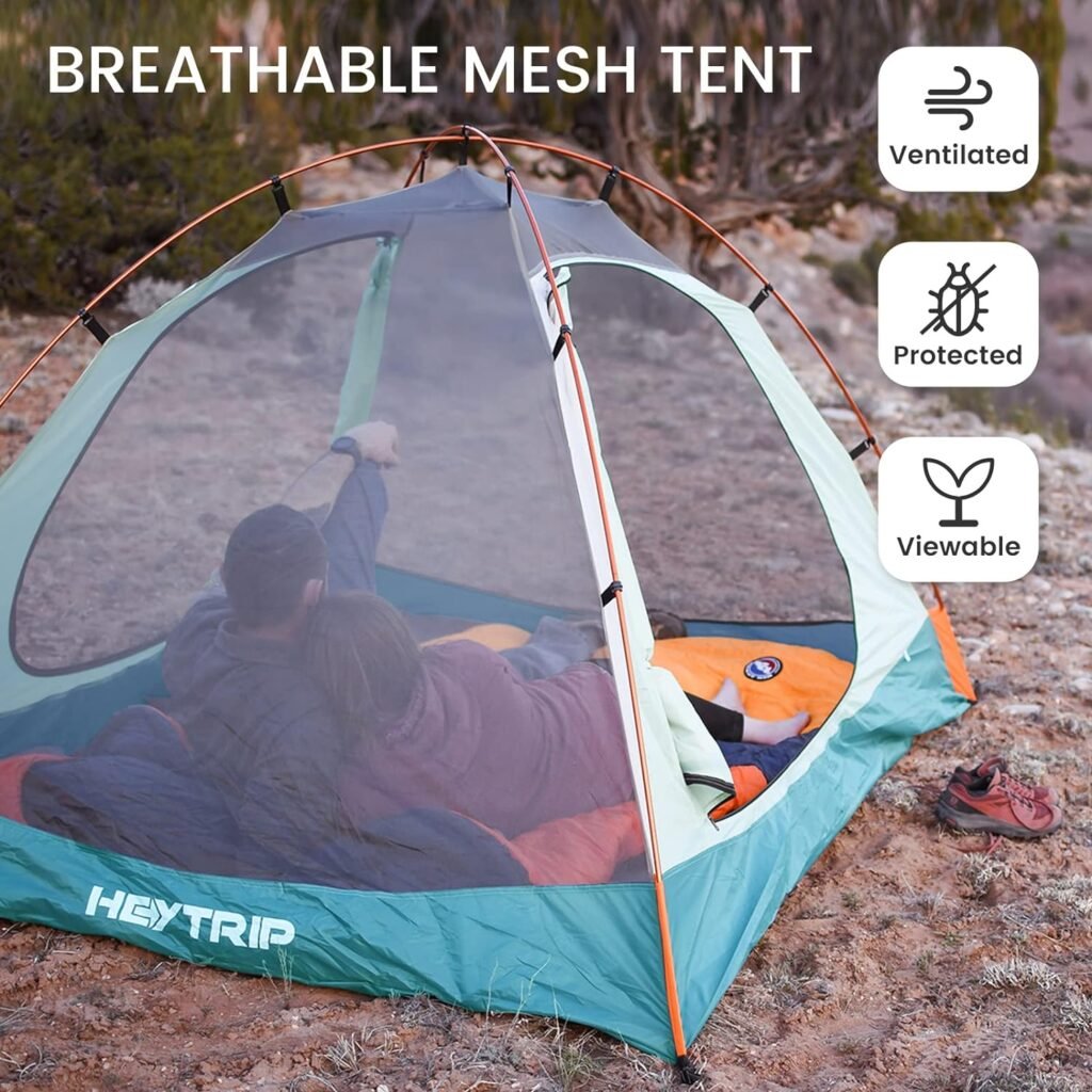 HEYTRIP Backpacking Tent 1/2/ 3/4 Person Ultralight Camping Tent with Removable Rainfly, Two Doors Waterproof Camp Tents for Hiking  Family Camping