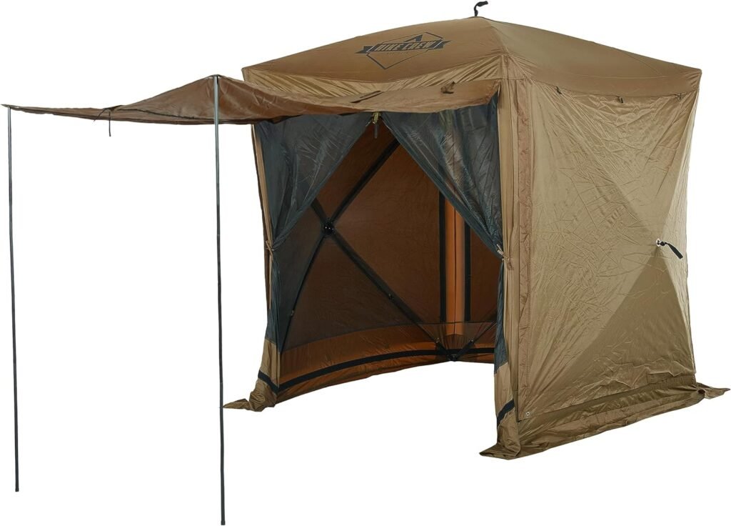 Hike Crew 6’x6’ Pop-Up Gazebo Screen Tent | 4-Sided Outdoor Canopy Shelter w/Built-in Zippered Wind Panels, Built-in Awning, Stakes, Ropes  Carry Bag for Camping  Sports | UV Resistant SPF 50+