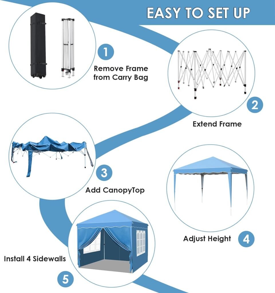 MAMIZO 10x10FT Pop Up Canopy with 4 Sidewalls, Ez Up Commercial -Series Instant Canopy Tent, Outdoor Portable Gazebo with Wheeled Bag, Party Canopies Event Tent for Wedding/Patio/Camping (Khaki)