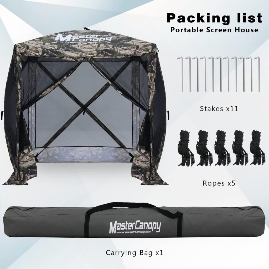 MASTERCANOPY 6x6 Portable Screen House Room Pop up Gazebo Outdoor Camping Tent with Carry Bag (6x6,Camouflage)