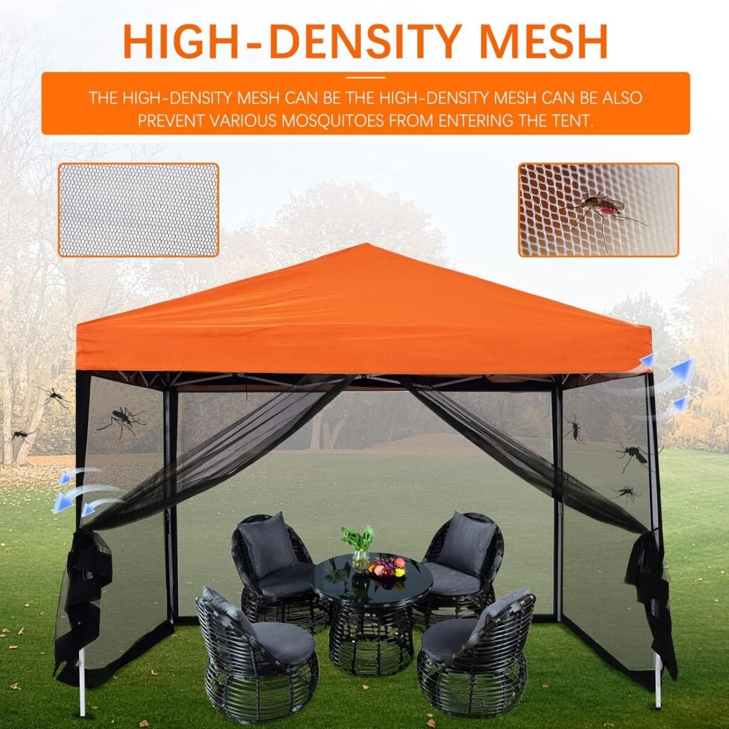 Mosquito Netting Outdoor Screen House Tent Screen Wall with Zipper for Camping, Patio, 10x 10 Gazebo and Tent (Mosquito Net Only Black)