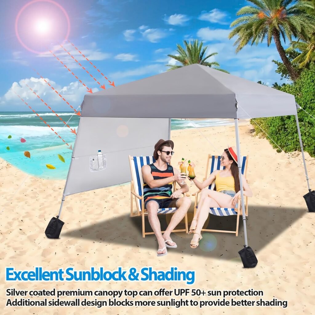 Nova Microdermabrasion 8X8ft Pop Up Canopy Tent Easy Set-up Outdoor Instant Slant Legs Portable Gazebo Shelter with Wheeled Bag for Camp Beach Patio and Garden