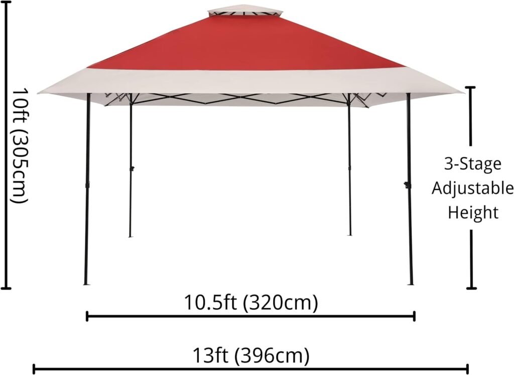 OUTDOOR LIVING SUNTIME 12x12ft Instant Pop Up Canopy Tent,Portable Commercial Gazebo Camping Shelter with All Accessories Included - Wheeled Roller Bag, Sandbags, Stakes, Ropes - Red