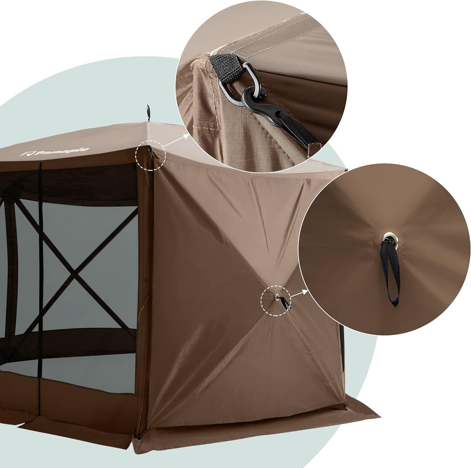 PAMAPIC Wind Screen Panel, Weatherproof, UV Proof and Waterproof Screen Tent Wind Panels (3 Pack) - Brown