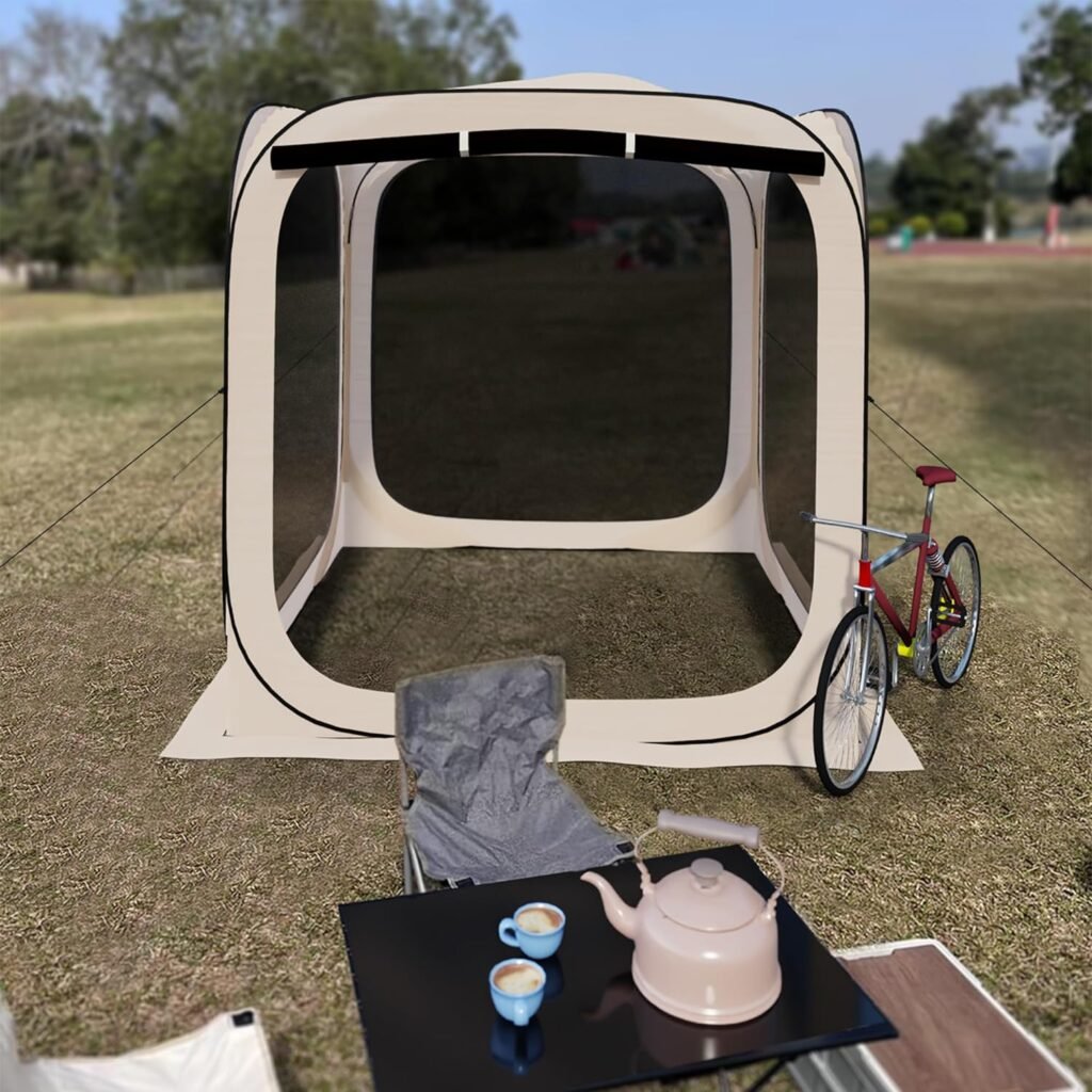 Pop-up Tent Screenhouse, Portable Screened Tent Camping Canopy Foldable Instant Screen Room Outdoor Gazebo with Mosquito Net for Patio, Backyard, Garden and Outdoor Activities, 6x6