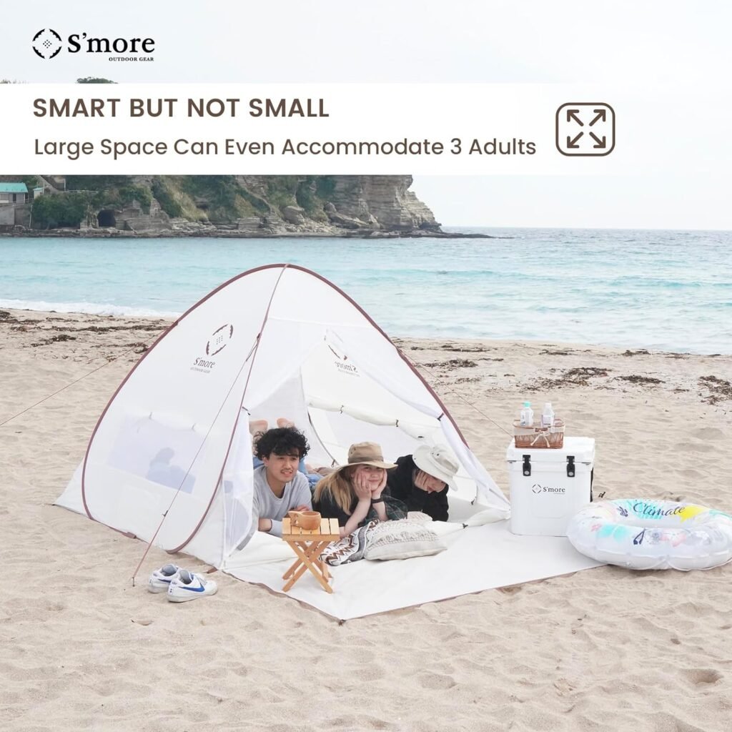 Smore Pop Up Camping Tent with Instant Setup, 2 Person Lightweight Beach Tent, UFP 30+ Quick Portable Sun Shade Shelter for Picnic, Backyard, Festivals, Easy Set Up Tent Great for Hiking, Backpacking