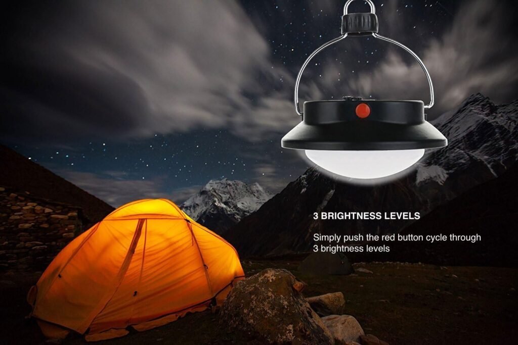 SUBOOS Oringinal LED Tent Light - 3 Brightness Levels, Battery Powered, Foldable Hook with Carabiner, Great for Outdoor Camping, Canopy, Gazebo, and Outages