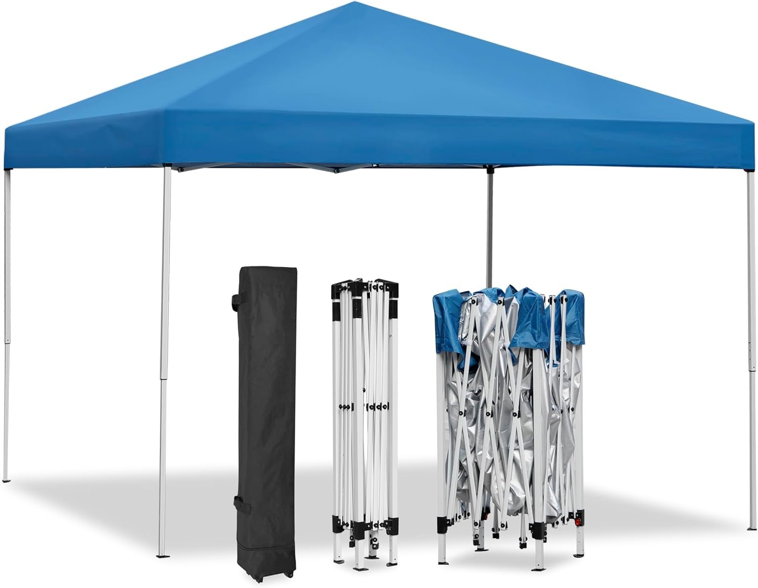 ZENY 10x10 Pop Up Canopy Tent Portable Outdoor Canopy Tent for Parties Camping Patio Gazobo Instant Shelter Beach Sun Shade, Height Adjustable Straight Legs, Waterproof UV Resistant, Wheeled Carry Bag