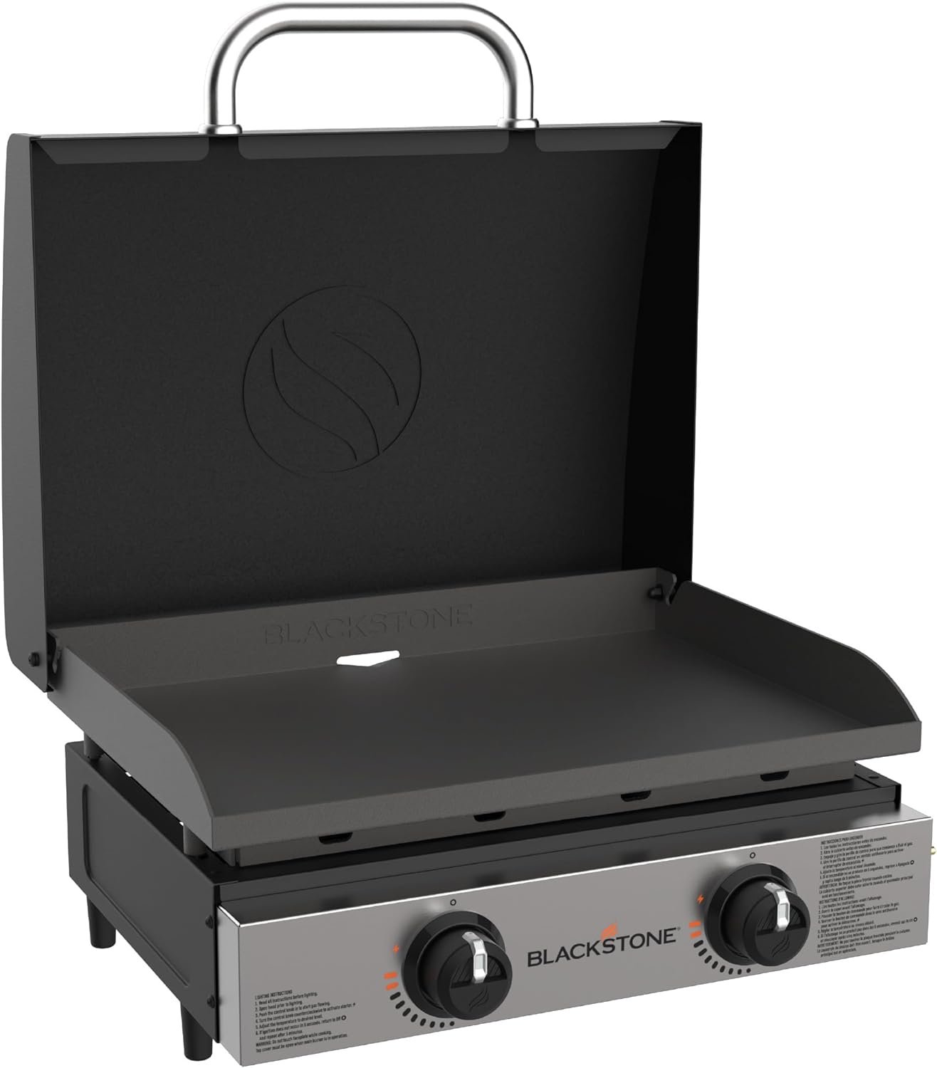 Blackstone 1666 22” Tabletop Griddle with Stainless Steel Faceplate, Powder Coated Steel, Black