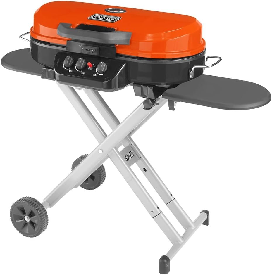 Coleman RoadTrip 285 Portable Stand-Up Propane Grill, Gas Grill with 3 Adjustable Burners  Instastart Push-Button Ignition; Great for Camping, Tailgating, BBQ, Parties, Backyard, Patio  More