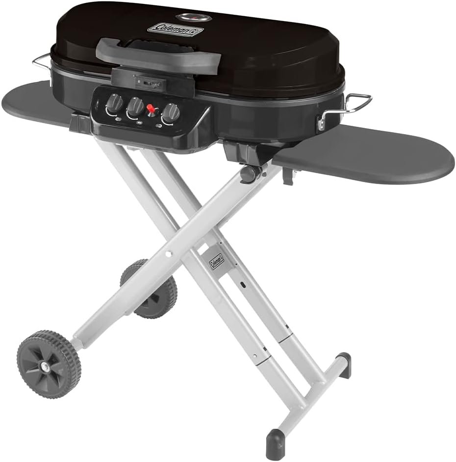 Coleman RoadTrip 285 Portable Stand-Up Propane Grill, Gas Grill with 3 Adjustable Burners  Instastart Push-Button Ignition; Great for Camping, Tailgating, BBQ, Parties, Backyard, Patio  More