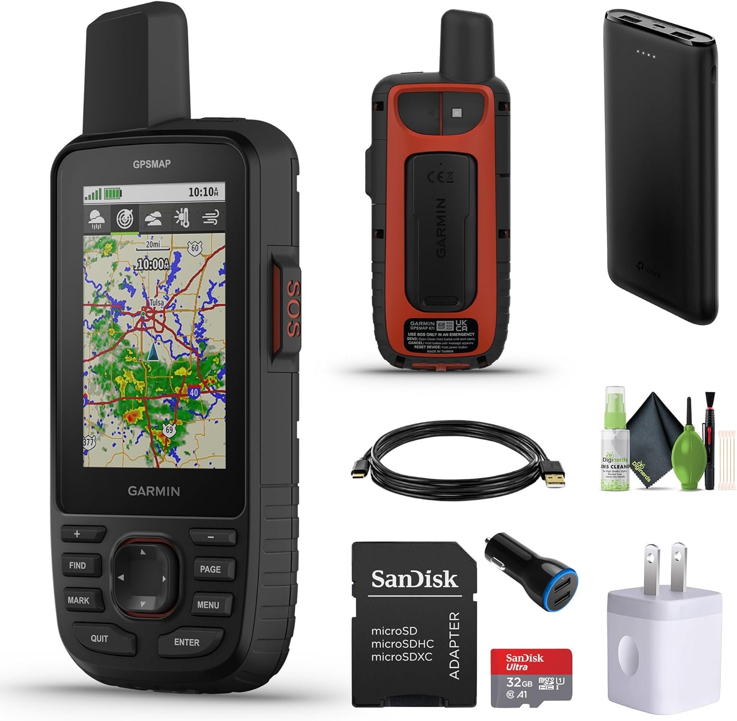 Garmin GPSMAP 67i Rugged Hiking GPS Premium Handheld inReach Satellite Technology, Two-Way Messaging, Interactive SOS, Mapping Bundle with Accessories