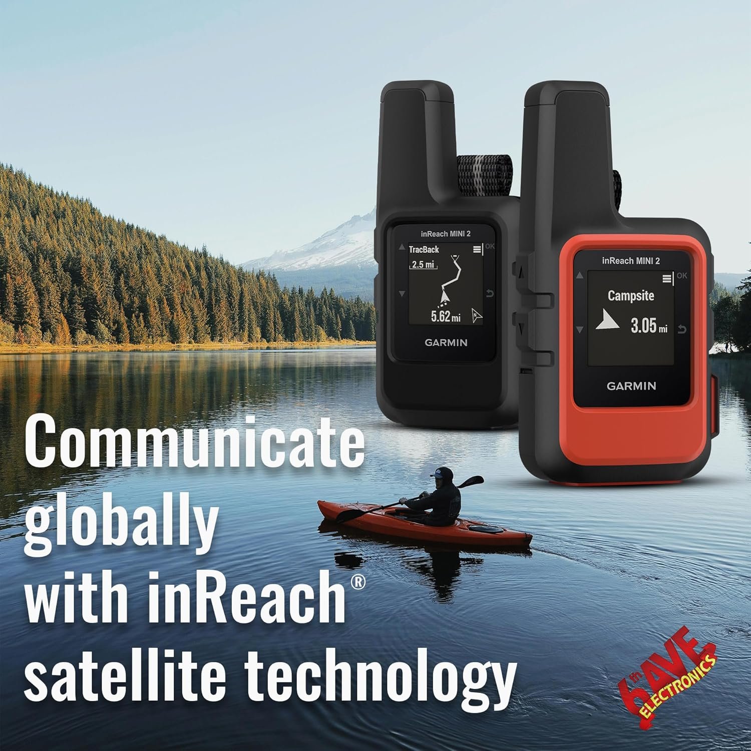 Garmin inReach Mini 2 Satellite Communicator, Lightweight Compact Rugged Design, Portable GPS Handheld for Hiking, Two-way Text Messaging Device Bundle with Accessories (Flame Red)