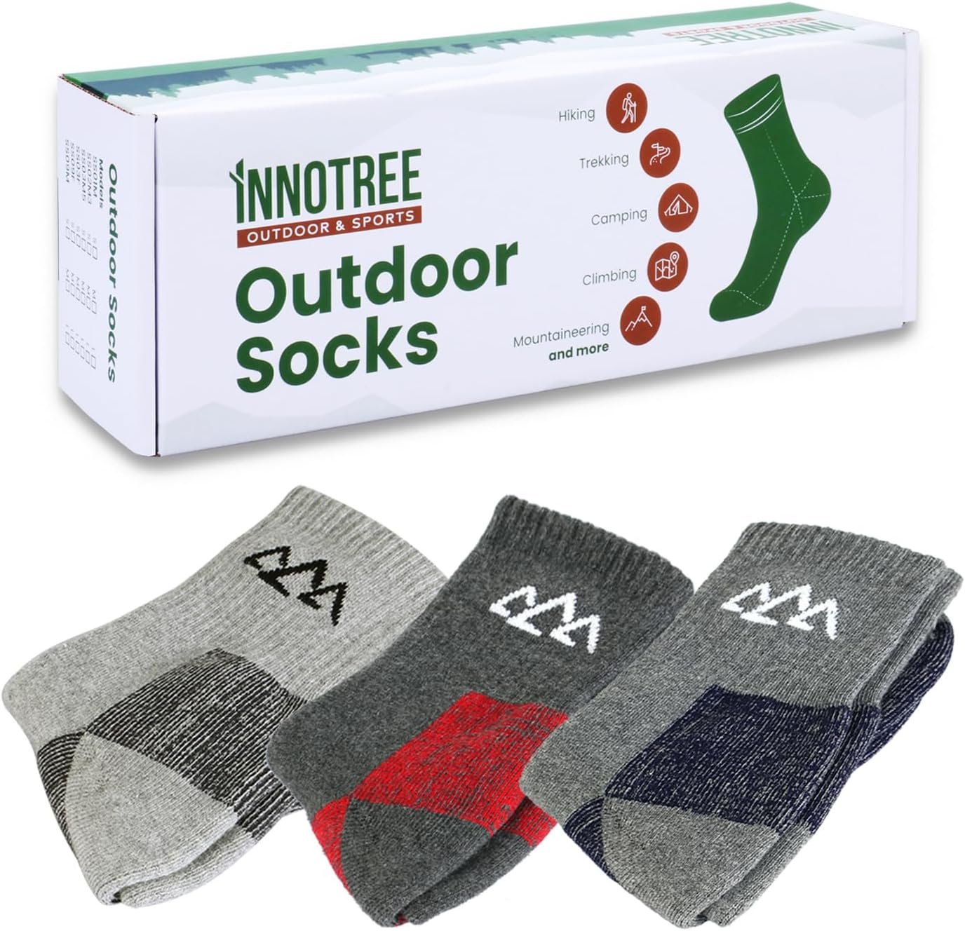 innotree 3 Pack Mens Hiking Socks, Full Cushioned Hiking Thermal Socks Moisture Wicking Micro Crew Socks