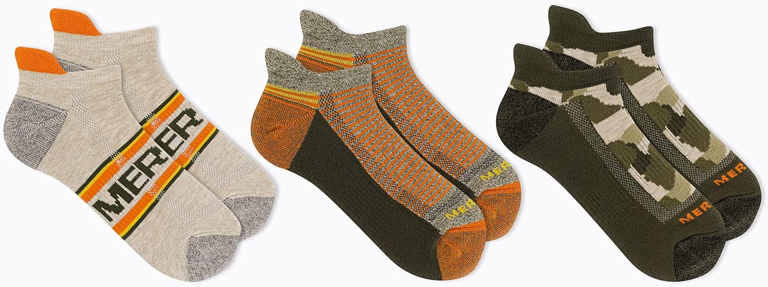 Merrell Mens and Womens Recycled Everyday Socks-3 Pair Pack-Repreve Mesh