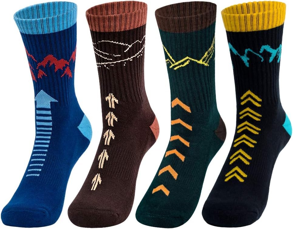 Time May Tell Mens Hiking Socks Moisture Wicking Cushion Crew Socks for Terkking,Outdoor Sports,Performance 2/4 Pack